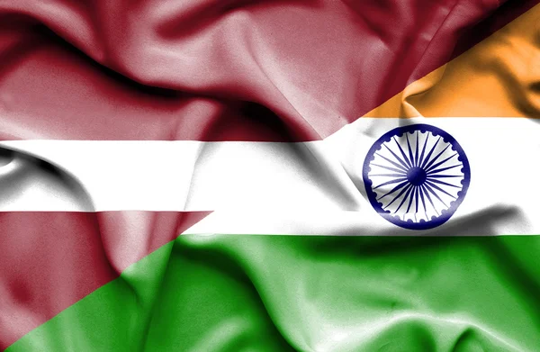 Waving flag of India and Latvia — Stock Photo, Image