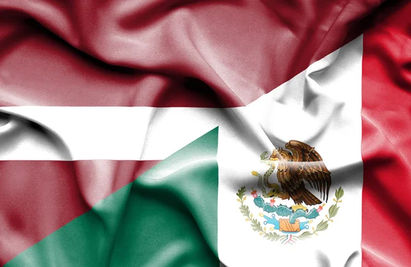 Vink flag Mexico og Letland - Stock-foto