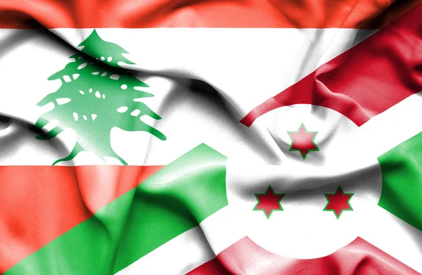 부룬디와 레바논의 깃발을 흔들며 — 스톡 사진
