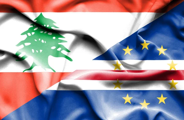 Bandeira acenando de Cabo Verde e Líbano — Fotografia de Stock