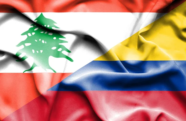 Bandeira acenando de Columbia e Líbano — Fotografia de Stock