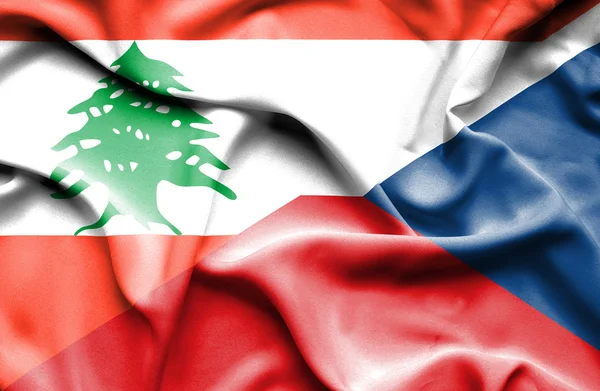 Lambaikan bendera Republik Ceko dan Lebanon — Stok Foto