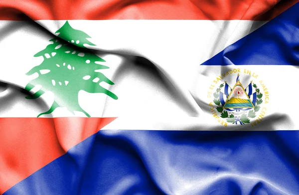 El Salvador ve Lübnan Bayrağı sallayarak — Stok fotoğraf