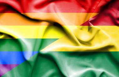 Bolivya ve Lgbt bayrağı sallayarak