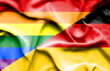 Almanya ve Lgbt bayrağı sallayarak