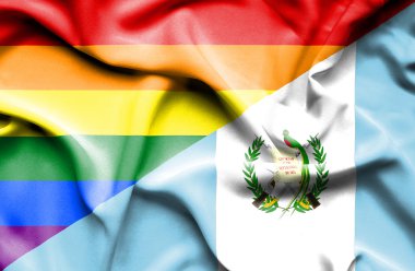 Guatemala ve Lgbt bayrağı sallayarak