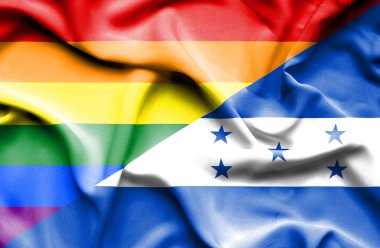 Honduras ve Lgbt bayrağı sallayarak