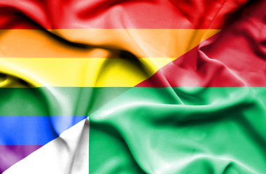 Madagaskar ve Lgbt bayrağı sallayarak