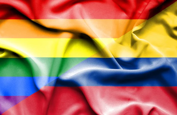 Ondeando la bandera de Columbia y LGBT —  Fotos de Stock