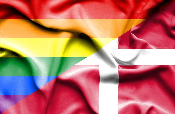 Флаг Дании и ЛГБТ — стоковое фото