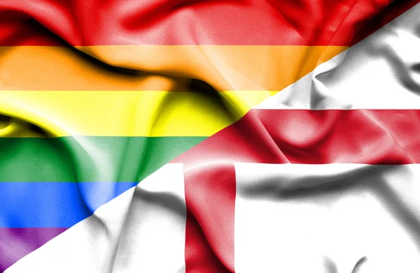 Wapperende vlag van Engeland en Lgbt — Stockfoto