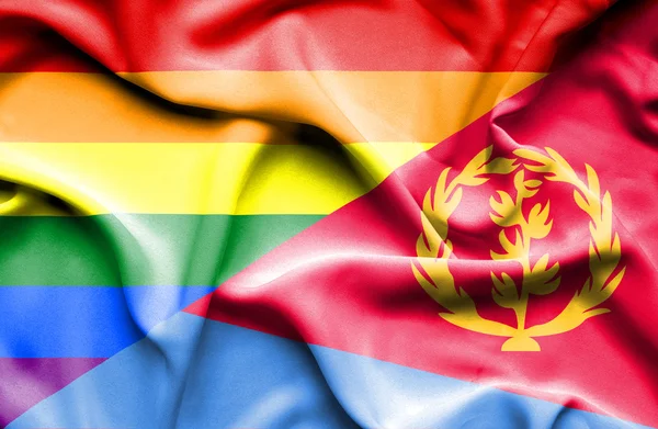 Eritre ve Lgbt bayrağı sallayarak