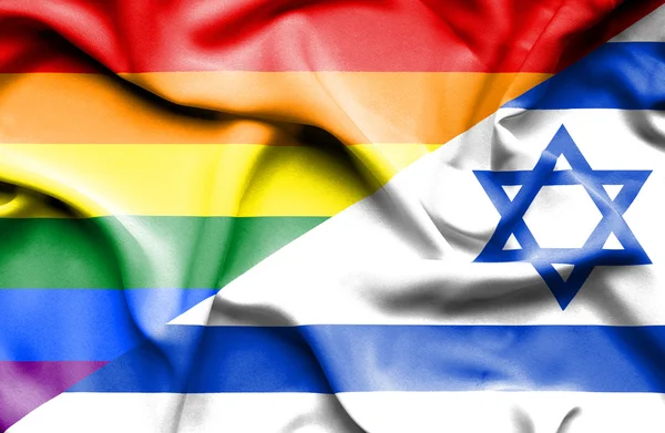 Waving flag of Israel and LGBT — Stock Photo, Image