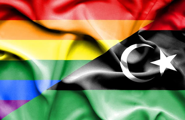 リビアおよび Lgbt の旗を振っています。 — ストック写真