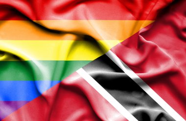 Trinidad ve Tobago ve Lgbt bayrağı sallayarak