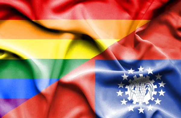 Myanmar och HBT-viftande flagga — Stockfoto