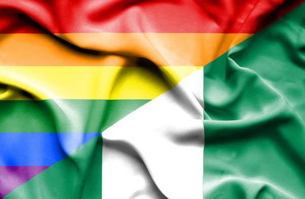 Ondeando la bandera de Nigeria y LGBT — Foto de Stock