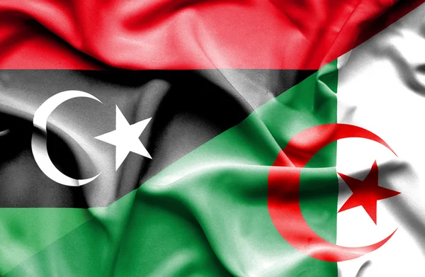 Bandera ondeante de Argelia y Libia —  Fotos de Stock
