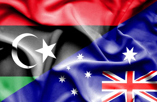 Bandeira acenando da Austrália e Líbia — Fotografia de Stock