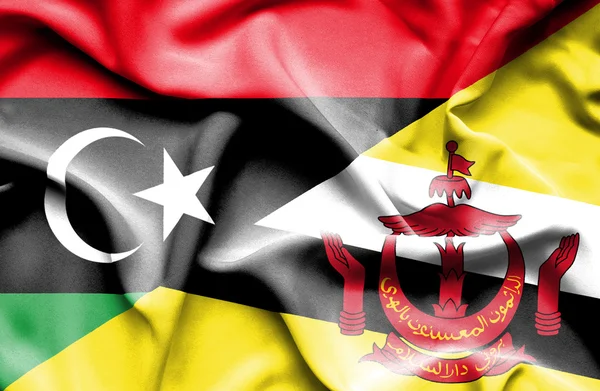 Viftande flagga Brunei och Libyen — Stockfoto