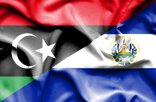 Bandera ondeante de El Salvador y Libia —  Fotos de Stock