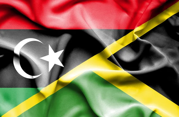 Bandera ondeante de Jamaica y Libia —  Fotos de Stock