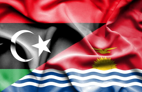 Bandeira acenando de Kiribati e Líbia — Fotografia de Stock