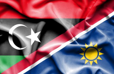 Namibya ve Libya bayrağı sallayarak