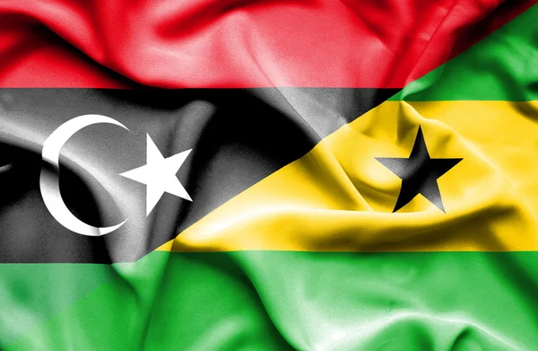 Flagge schwenkend von sao tome und principe und libya — Stockfoto
