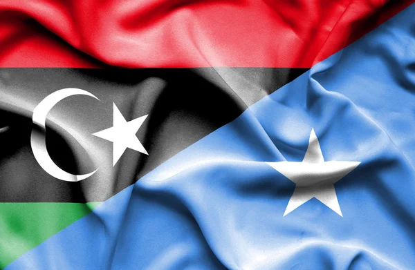 Ondeando la bandera de Somalia y Libia —  Fotos de Stock