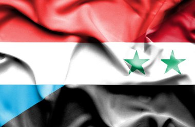 Suriye ve Lüksemburg bayrağı sallayarak