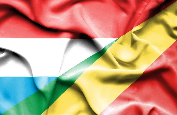 Viftande flagga republiken Kongo och Luxemburg — Stockfoto