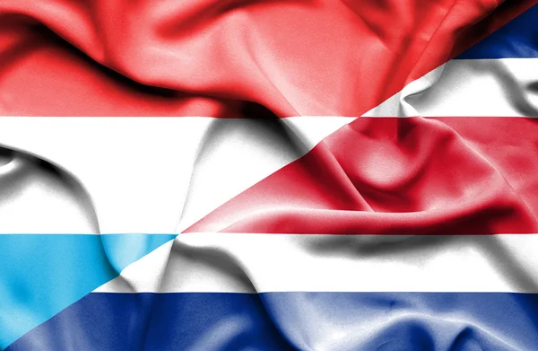 Flagge von Costa Rica und Luxemburg schwenken — Stockfoto