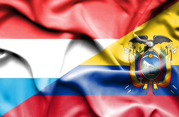 Bandera ondeante de Ecuador y Luxemburgo — Foto de Stock