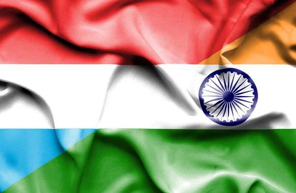 Waving flag of India and Luxembourg — Stock Photo, Image