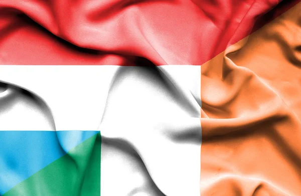 アイルランド、ルクセンブルグの旗を振っています。 — ストック写真