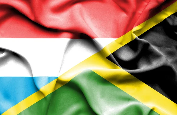 Bandera ondeante de Jamaica y Luxemburgo — Foto de Stock