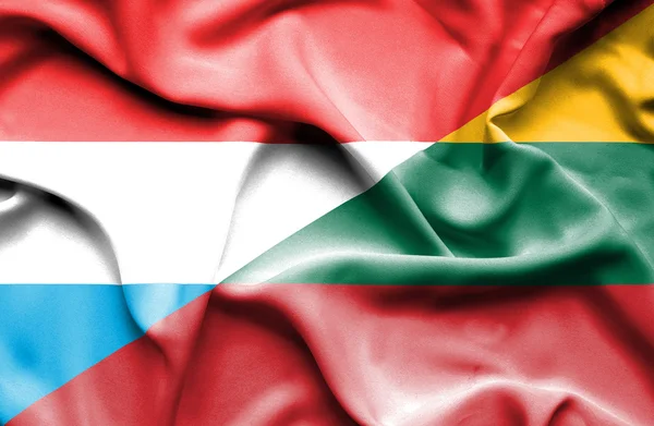 Waving flag of Lithuania and Luxembourg — Stock Photo, Image