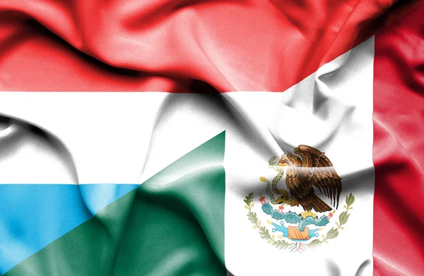 Bandeira ondulada do México e Luxemburgo — Fotografia de Stock