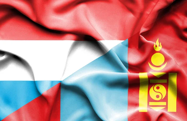 Bandeira da Mongólia e do Luxemburgo — Fotografia de Stock