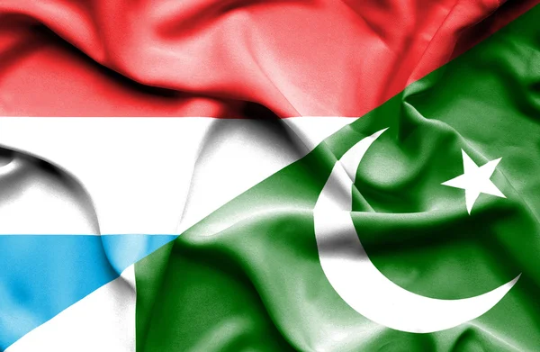 Waving flag of Pakistan and Luxembourg — Stock Photo, Image