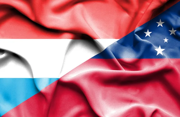Wapperende vlag van Samoa en Luxemburg — Stockfoto