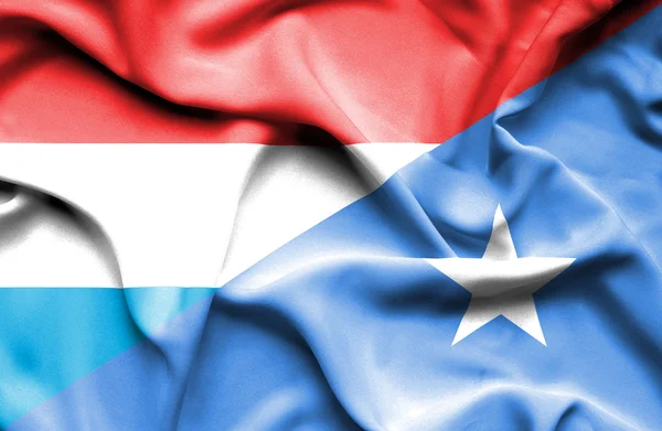 索马里和卢森堡那飘扬的旗帜 — 图库照片