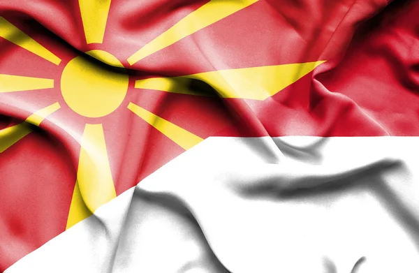 Waving flag of Indonesia and Macedonia — Stock Photo, Image