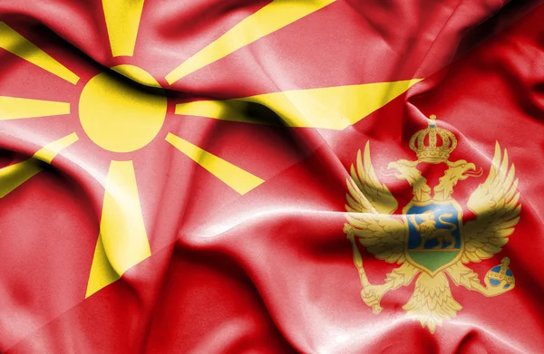 Waving flag of Montenegro and Macedonia — Stock Photo, Image