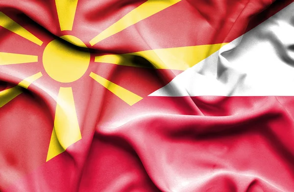 Drapeau de la Pologne et de la Macédoine — Photo