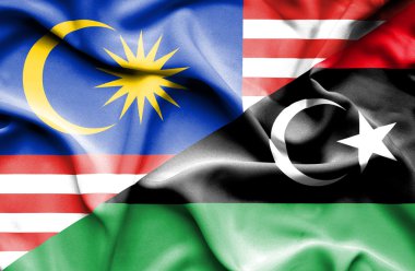 Libya ve Malezya bayrağı sallayarak