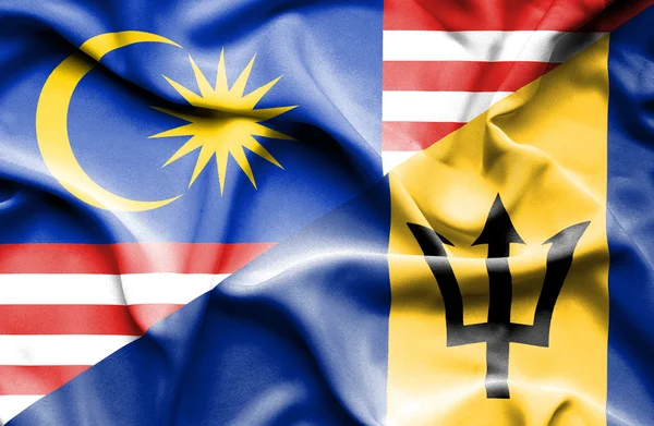Sventolando bandiera delle Barbados e Malesia — Foto Stock