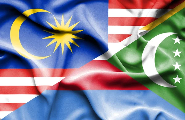 Machać flaga Komorów i Malezji — Zdjęcie stockowe