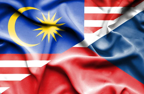 Waving flag of Czech Republic and Malaysia — Stock Photo, Image